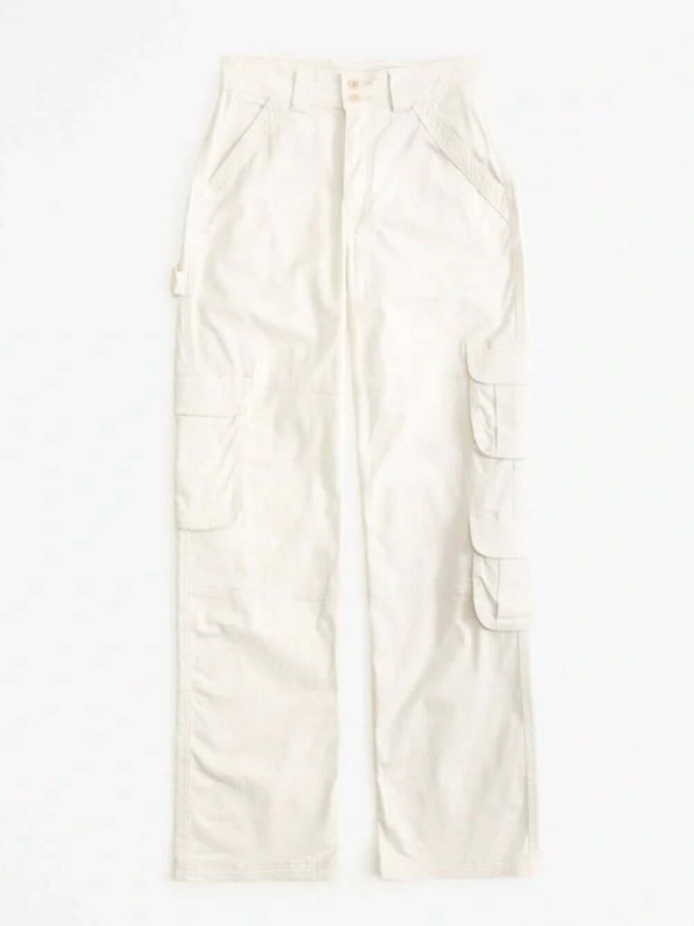 Abercrombie & Fitch Curve Love Relaxed Cargo Pant - Size 2/26, White/Cream - Picture 2 of 10
